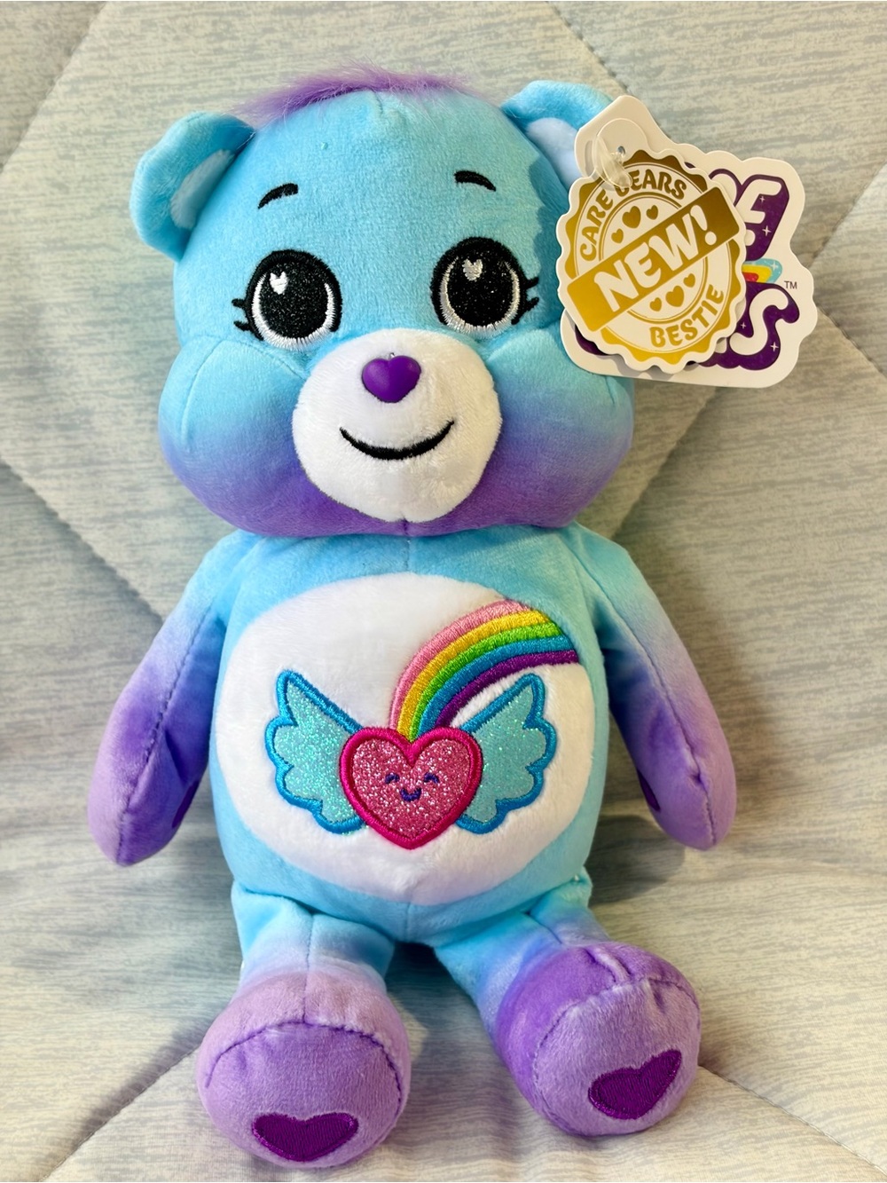 Care Bears Basic Bean Plush (Glitter) (2022)“Dream Bright Bear” 9” Plush/NWT